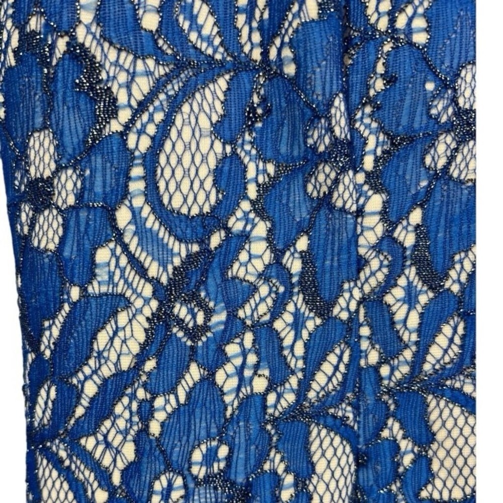Adrianna Papell Women's Blue Floral Lace Sleeveless Sheath Dress Size 4 Cocktail - Picture 6 of 10